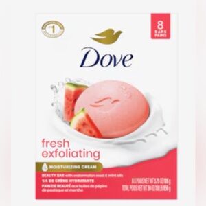 Dove Fresh Exfoliating: Watermelon Seed & Mint Oils Beauty Bar - 8 Pack- SEALED